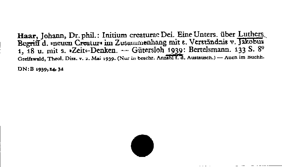 [Katalogkarte Dissertationenkatalog bis 1980]