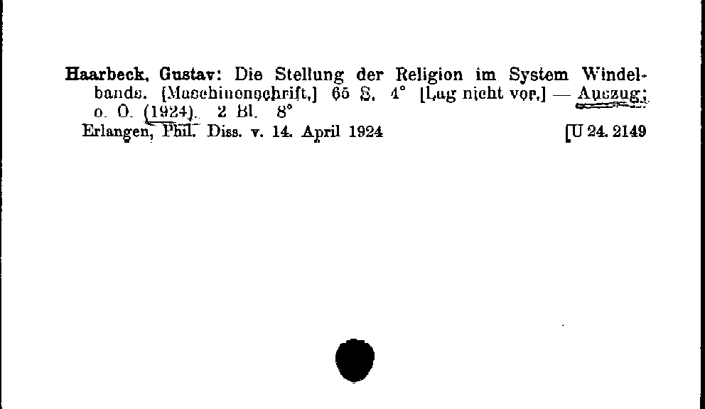 [Katalogkarte Dissertationenkatalog bis 1980]