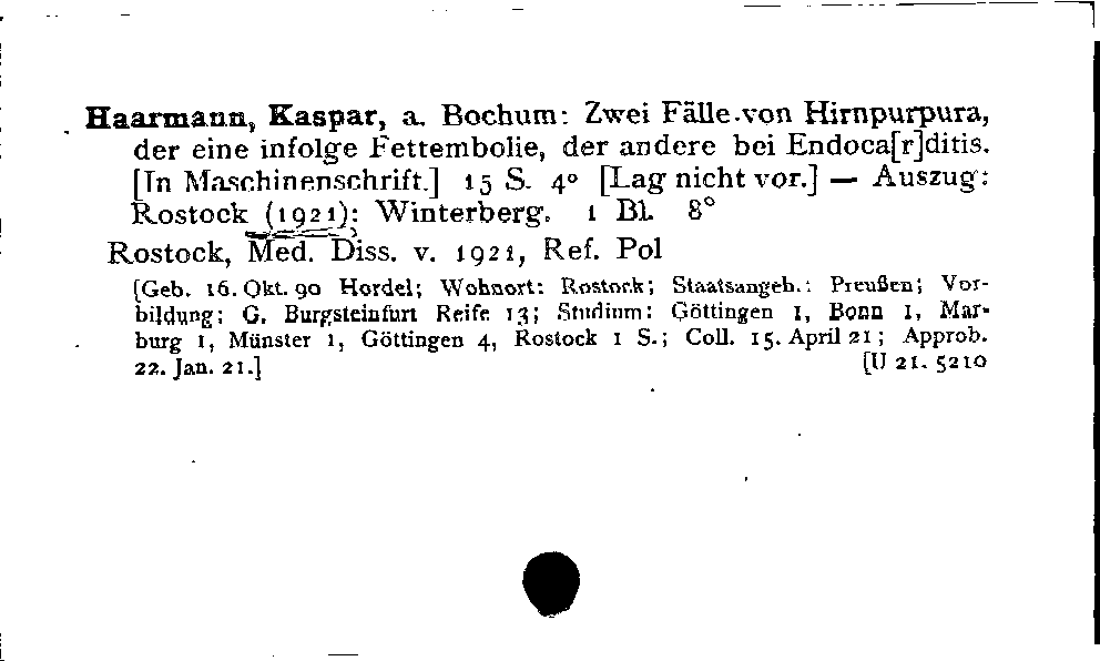 [Katalogkarte Dissertationenkatalog bis 1980]