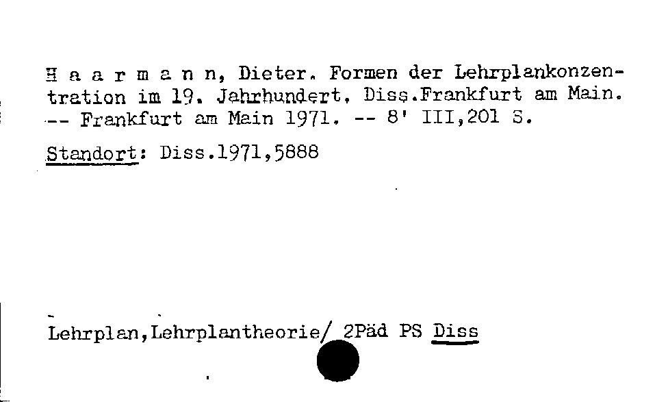 [Katalogkarte Dissertationenkatalog bis 1980]