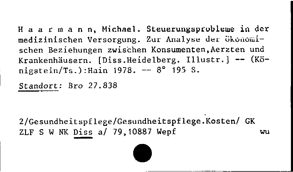 [Katalogkarte Dissertationenkatalog bis 1980]