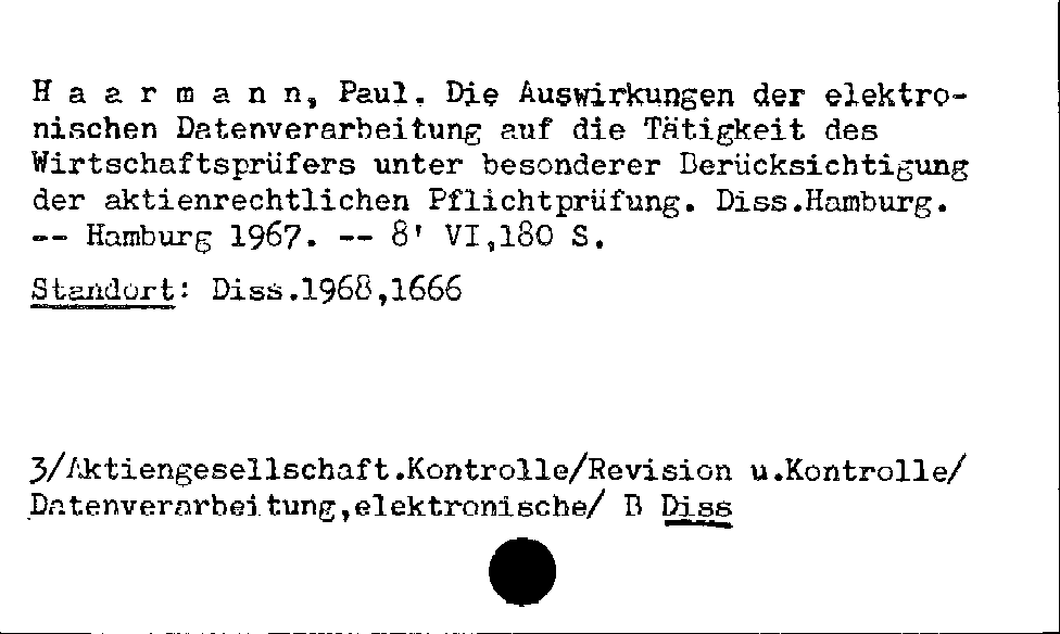 [Katalogkarte Dissertationenkatalog bis 1980]