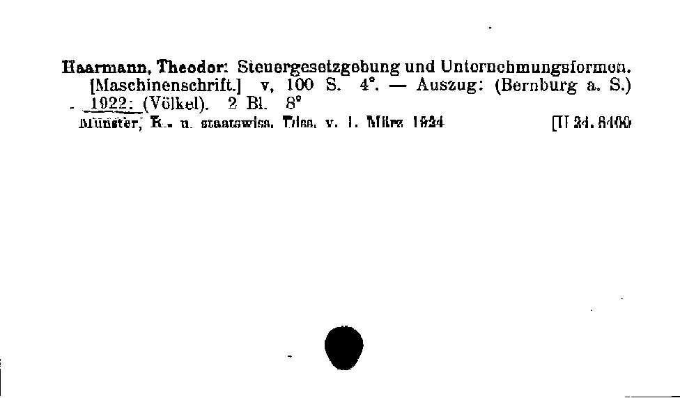 [Katalogkarte Dissertationenkatalog bis 1980]