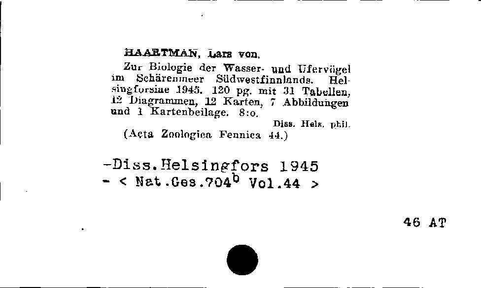 [Katalogkarte Dissertationenkatalog bis 1980]