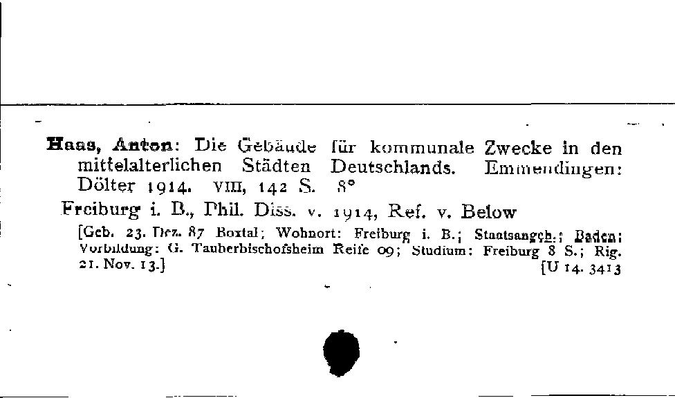 [Katalogkarte Dissertationenkatalog bis 1980]