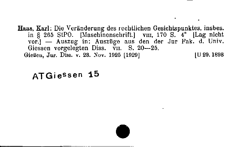 [Katalogkarte Dissertationenkatalog bis 1980]