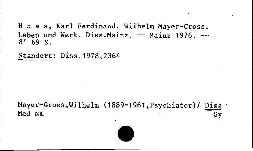 [Katalogkarte Dissertationenkatalog bis 1980]