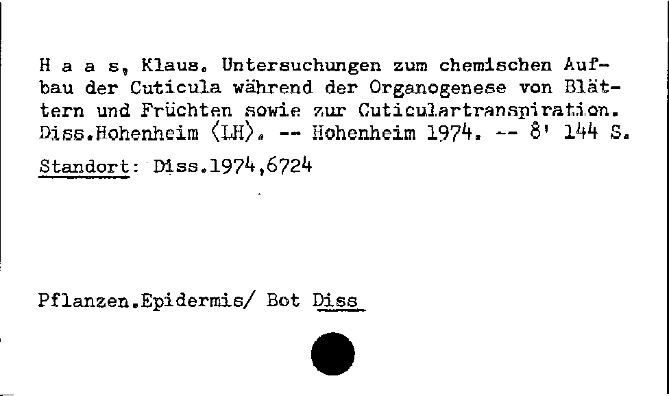 [Katalogkarte Dissertationenkatalog bis 1980]