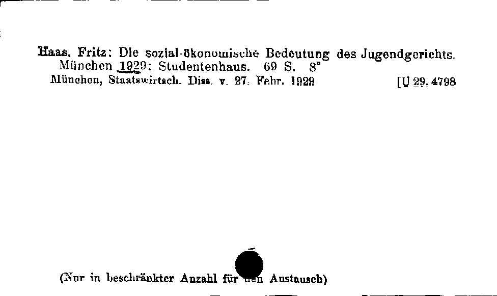 [Katalogkarte Dissertationenkatalog bis 1980]