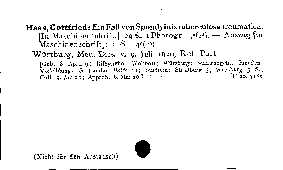 [Katalogkarte Dissertationenkatalog bis 1980]