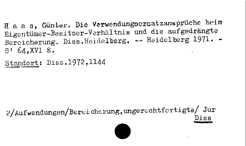 [Katalogkarte Dissertationenkatalog bis 1980]