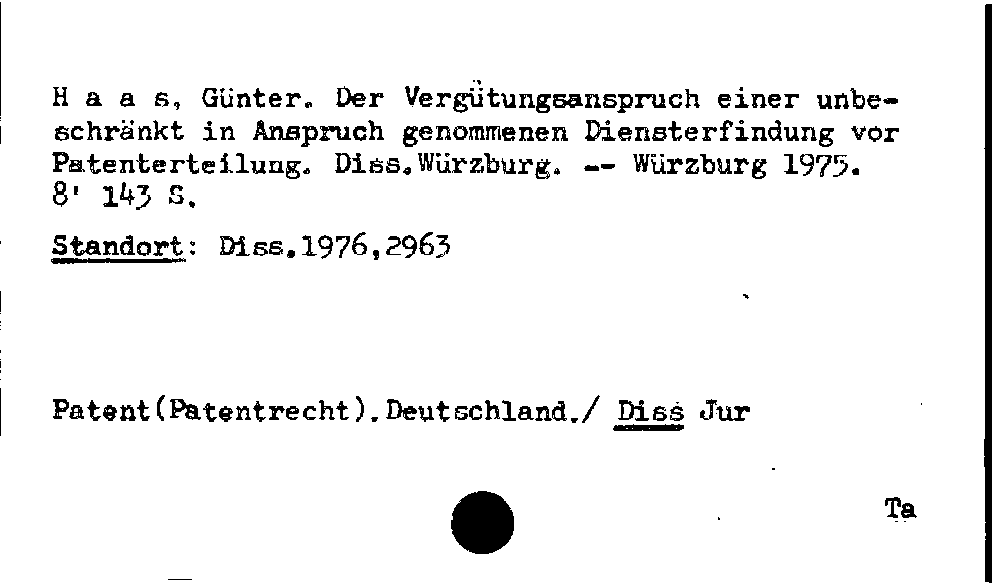 [Katalogkarte Dissertationenkatalog bis 1980]