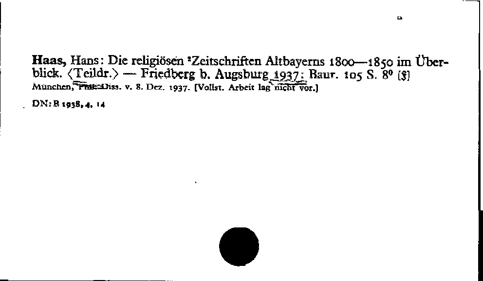 [Katalogkarte Dissertationenkatalog bis 1980]