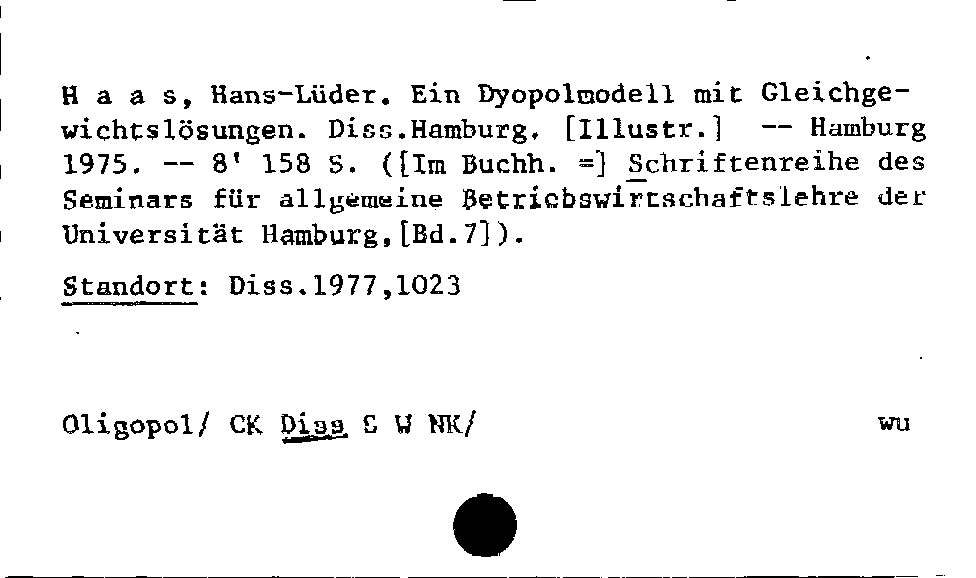 [Katalogkarte Dissertationenkatalog bis 1980]