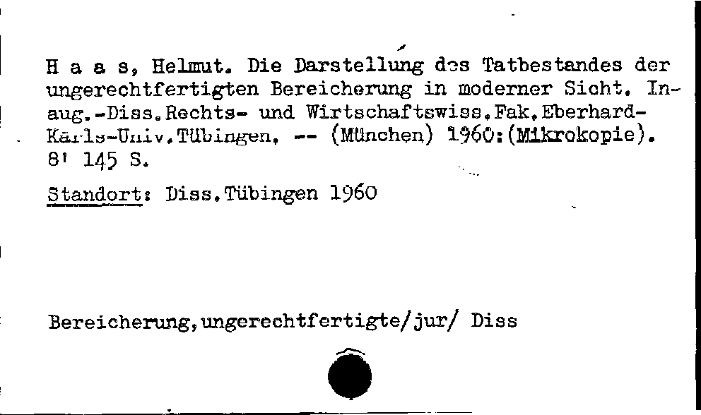 [Katalogkarte Dissertationenkatalog bis 1980]