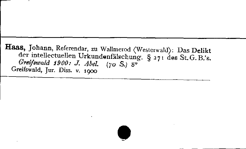 [Katalogkarte Dissertationenkatalog bis 1980]