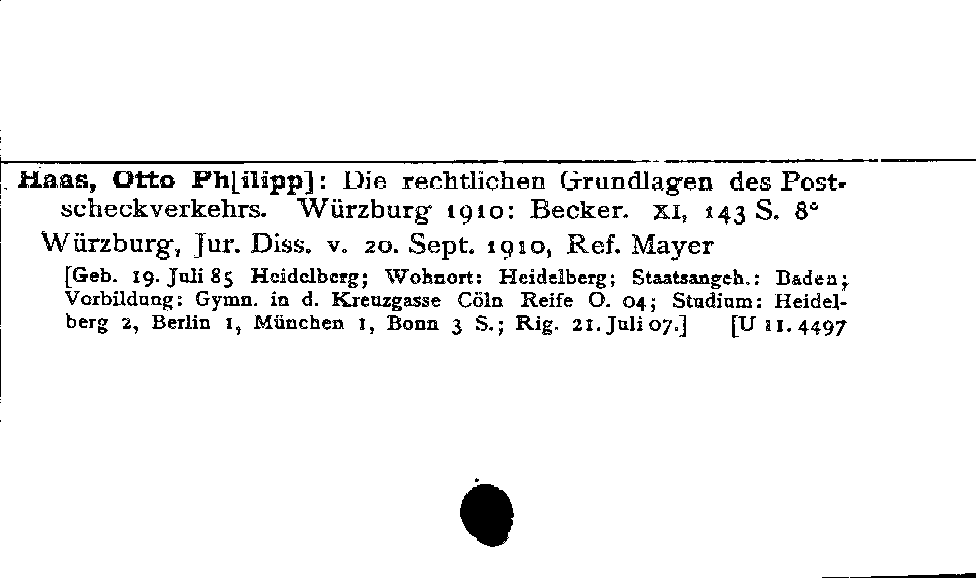 [Katalogkarte Dissertationenkatalog bis 1980]