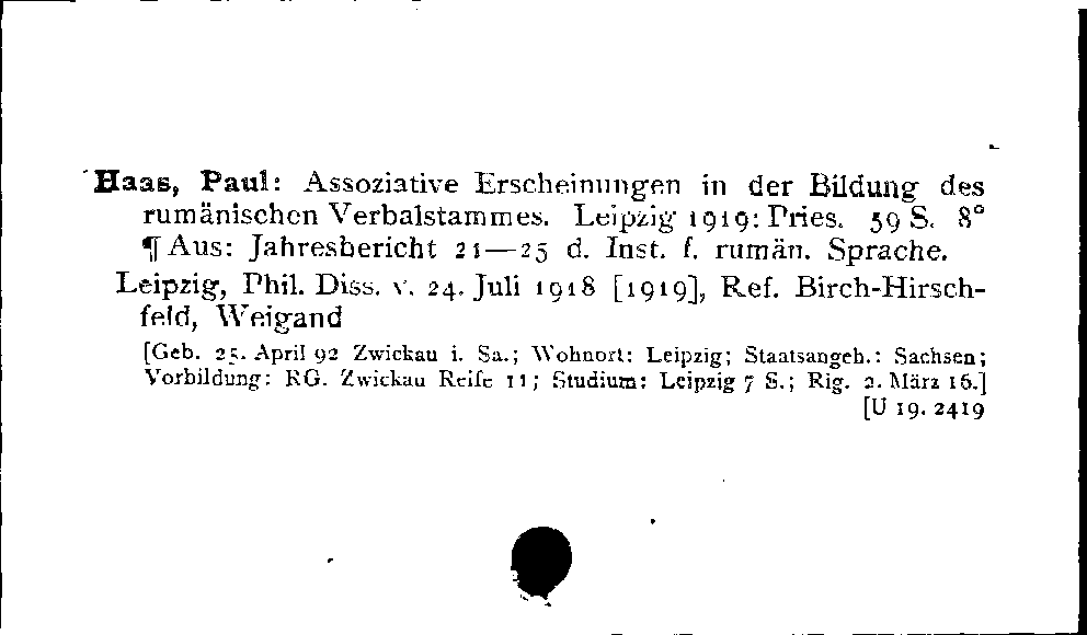 [Katalogkarte Dissertationenkatalog bis 1980]