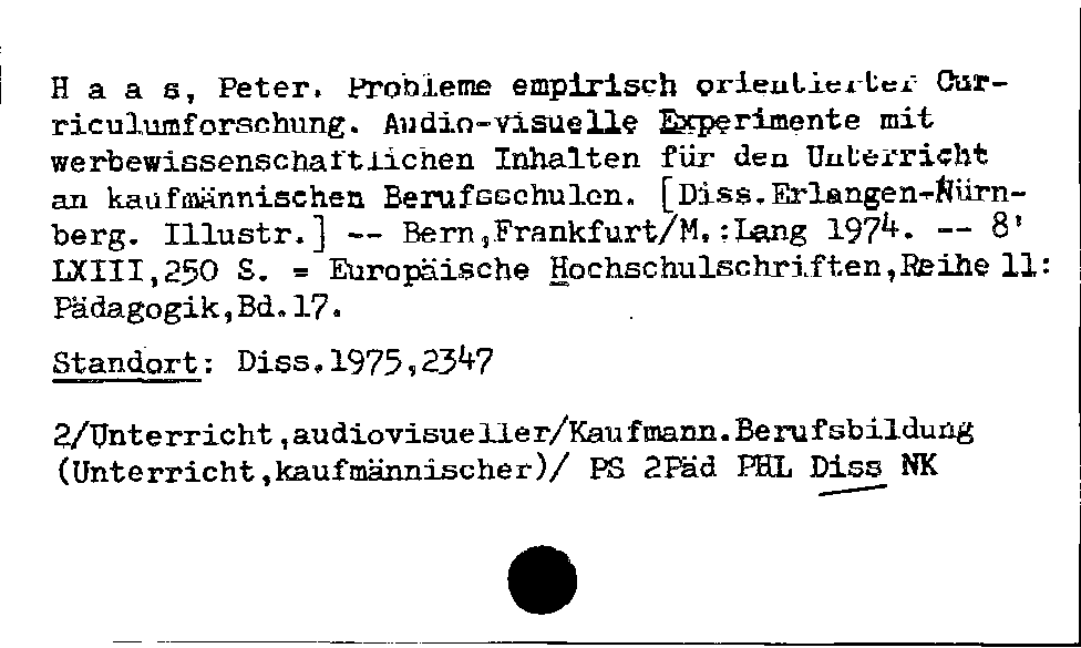 [Katalogkarte Dissertationenkatalog bis 1980]