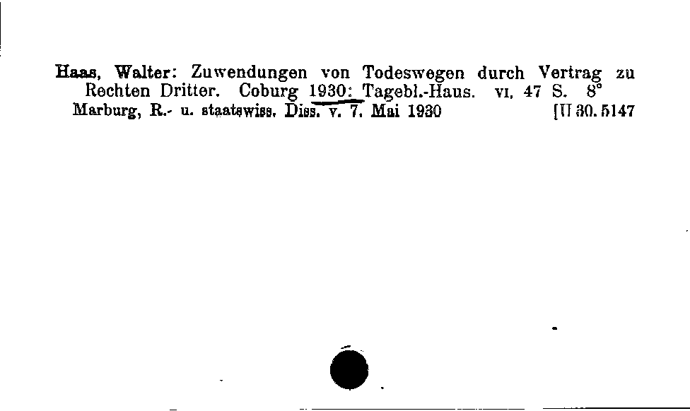 [Katalogkarte Dissertationenkatalog bis 1980]