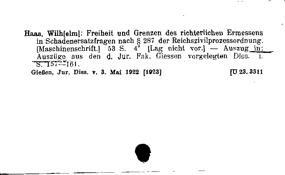 [Katalogkarte Dissertationenkatalog bis 1980]