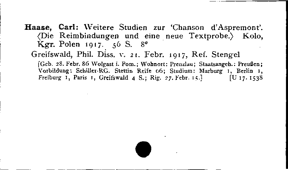 [Katalogkarte Dissertationenkatalog bis 1980]