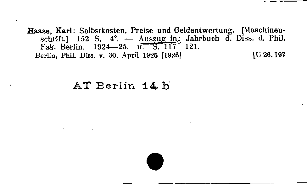 [Katalogkarte Dissertationenkatalog bis 1980]