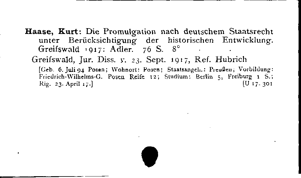 [Katalogkarte Dissertationenkatalog bis 1980]