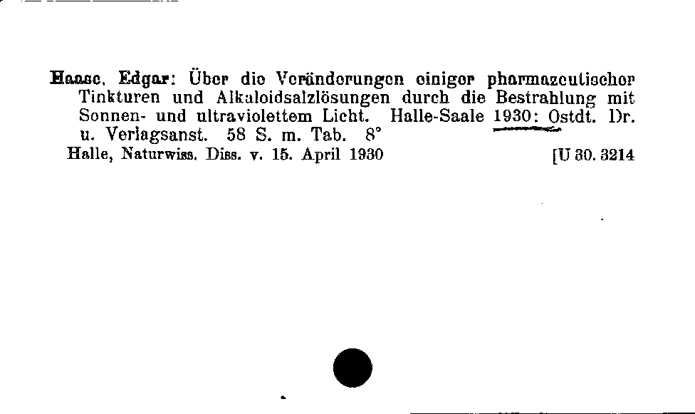 [Katalogkarte Dissertationenkatalog bis 1980]