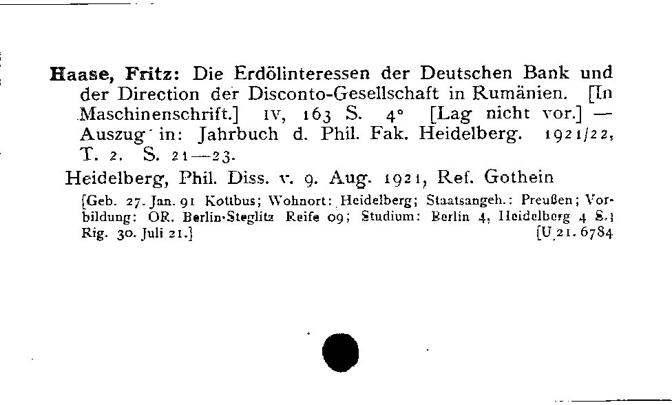 [Katalogkarte Dissertationenkatalog bis 1980]