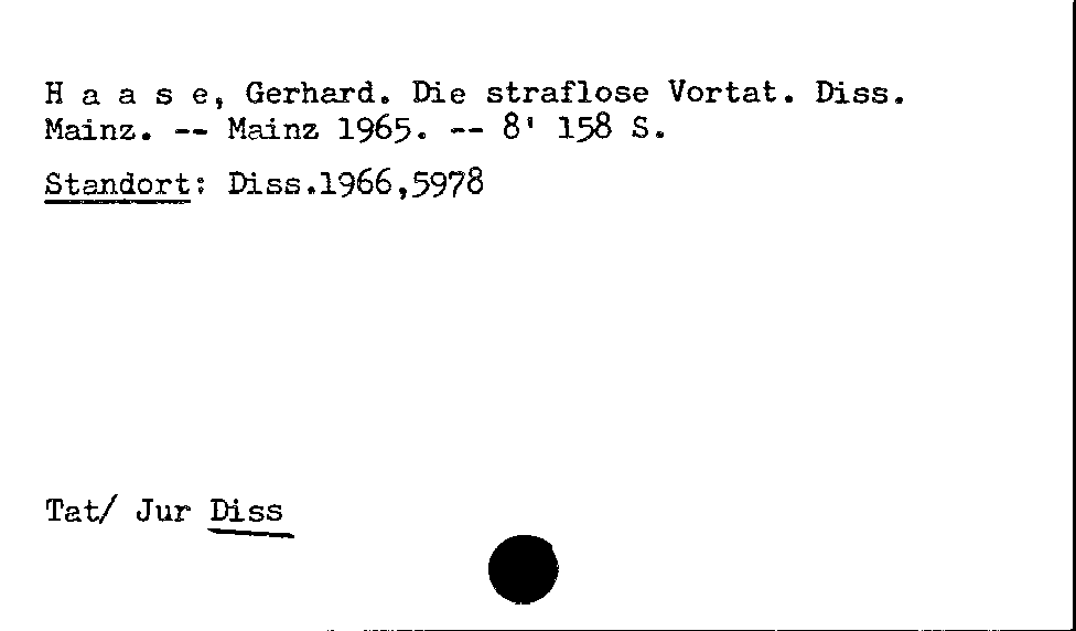 [Katalogkarte Dissertationenkatalog bis 1980]