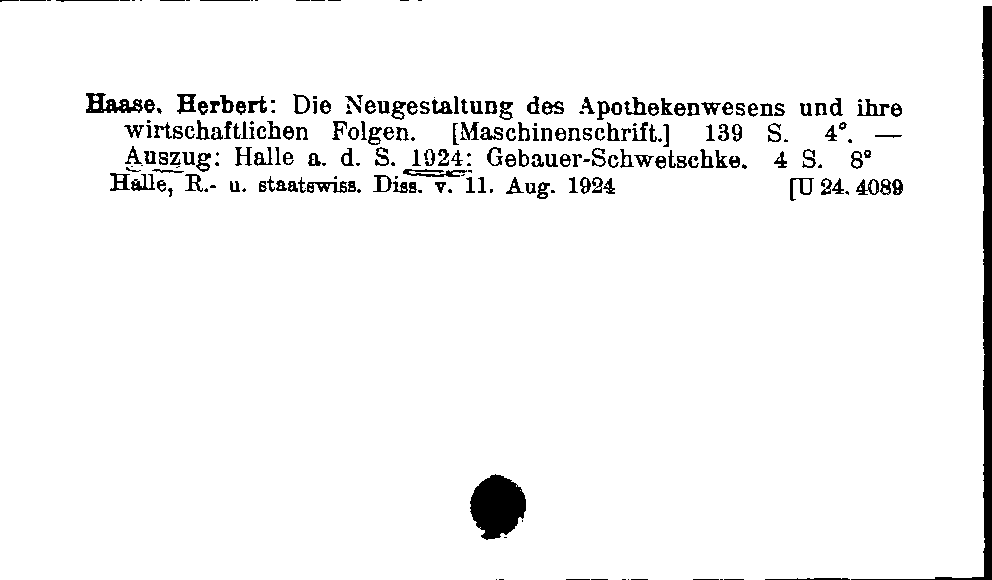 [Katalogkarte Dissertationenkatalog bis 1980]