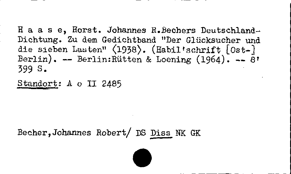 [Katalogkarte Dissertationenkatalog bis 1980]