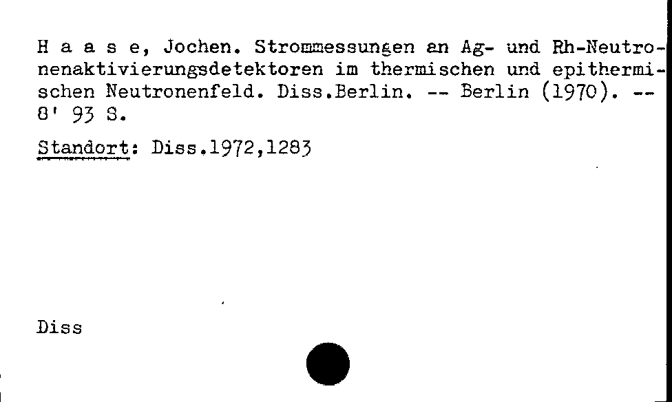 [Katalogkarte Dissertationenkatalog bis 1980]