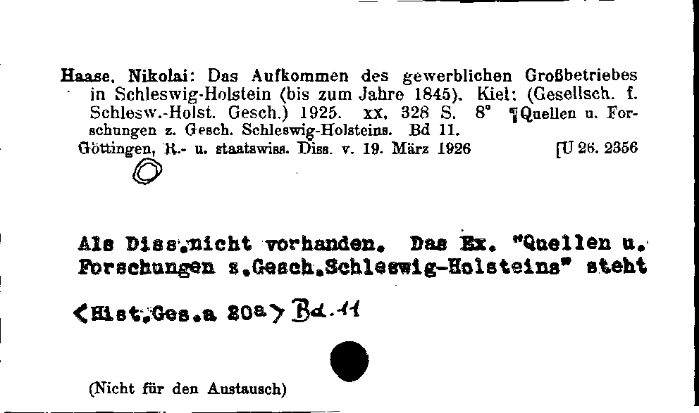 [Katalogkarte Dissertationenkatalog bis 1980]