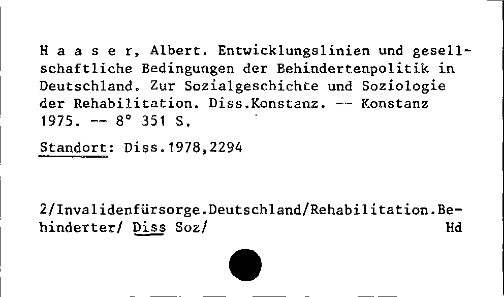 [Katalogkarte Dissertationenkatalog bis 1980]