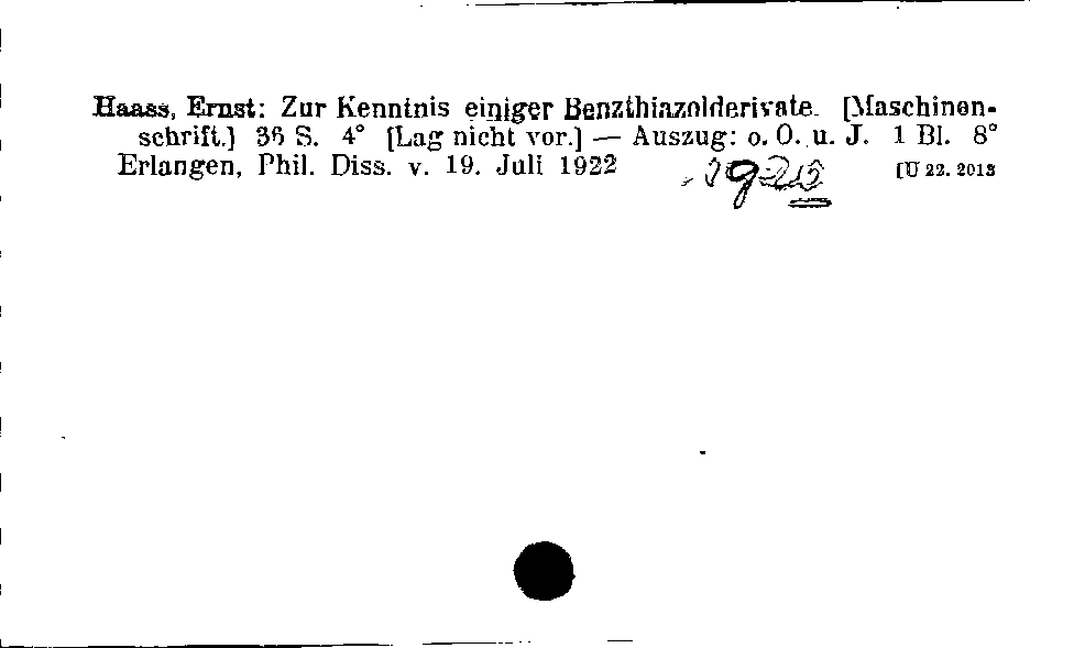 [Katalogkarte Dissertationenkatalog bis 1980]