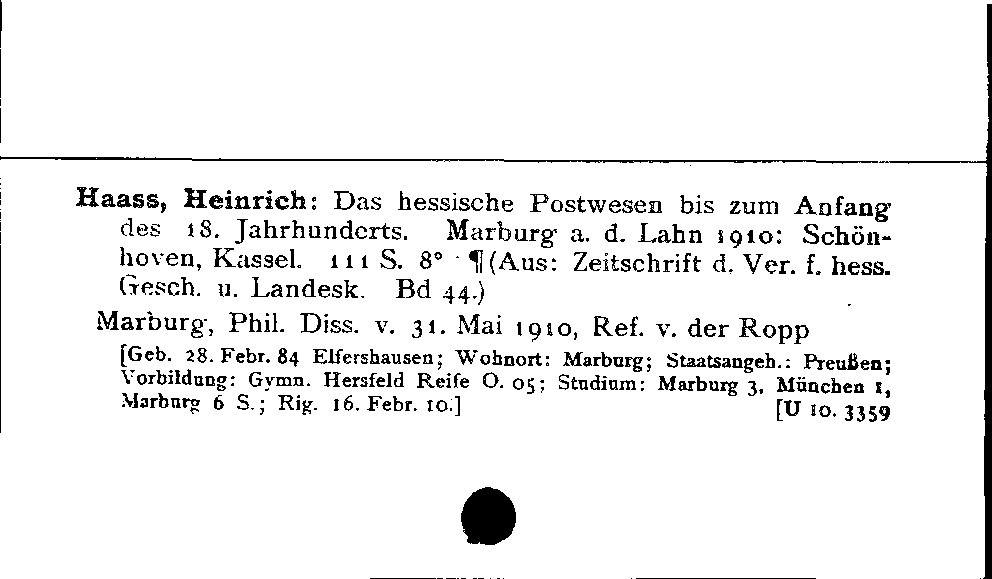 [Katalogkarte Dissertationenkatalog bis 1980]