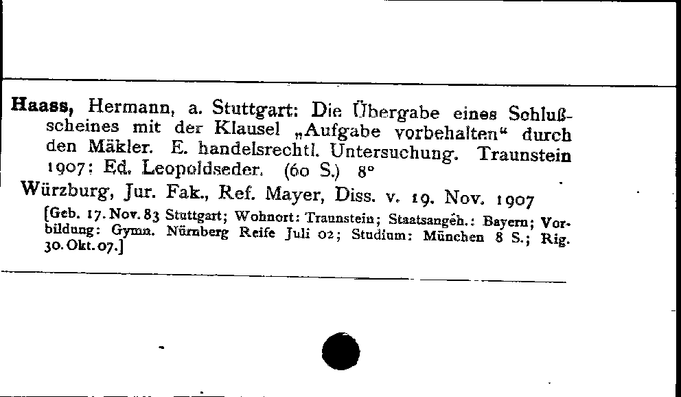 [Katalogkarte Dissertationenkatalog bis 1980]