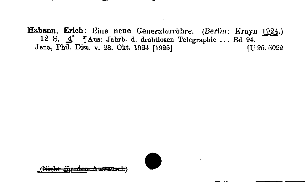 [Katalogkarte Dissertationenkatalog bis 1980]