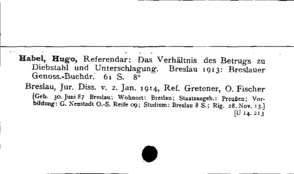 [Katalogkarte Dissertationenkatalog bis 1980]