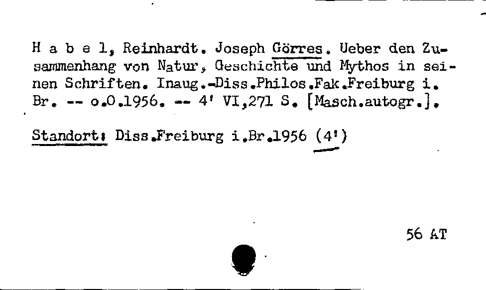 [Katalogkarte Dissertationenkatalog bis 1980]