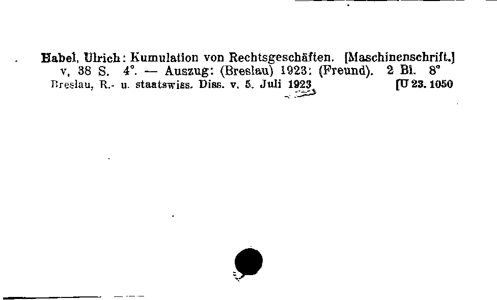 [Katalogkarte Dissertationenkatalog bis 1980]