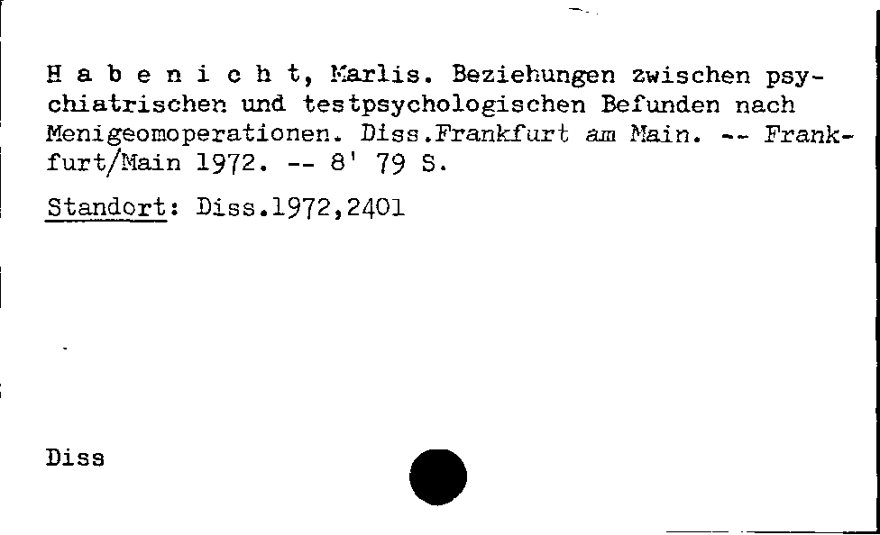 [Katalogkarte Dissertationenkatalog bis 1980]