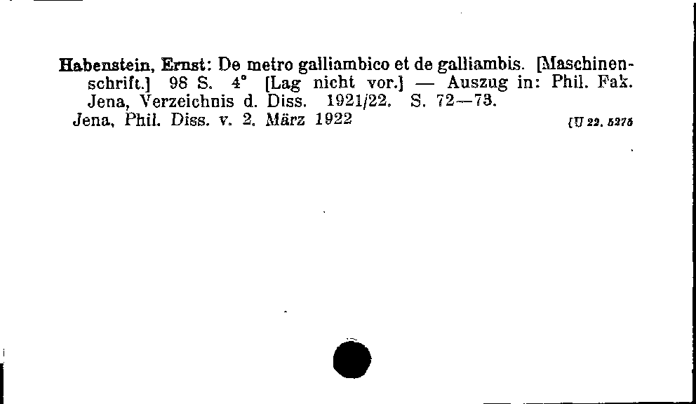 [Katalogkarte Dissertationenkatalog bis 1980]