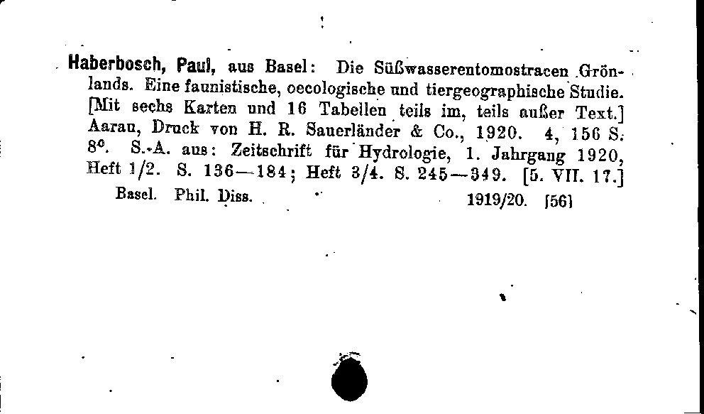 [Katalogkarte Dissertationenkatalog bis 1980]