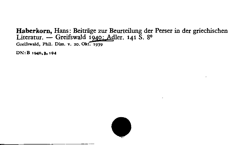 [Katalogkarte Dissertationenkatalog bis 1980]