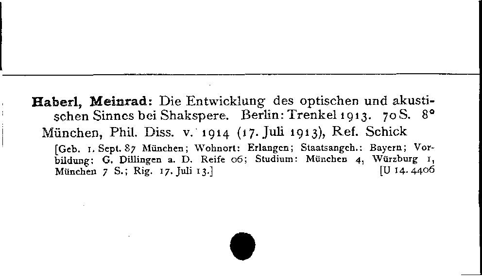 [Katalogkarte Dissertationenkatalog bis 1980]