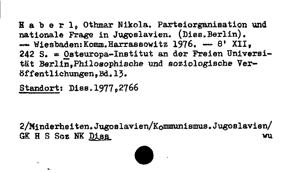 [Katalogkarte Dissertationenkatalog bis 1980]