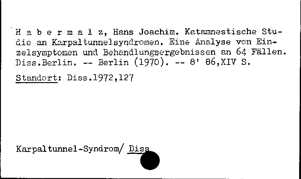 [Katalogkarte Dissertationenkatalog bis 1980]